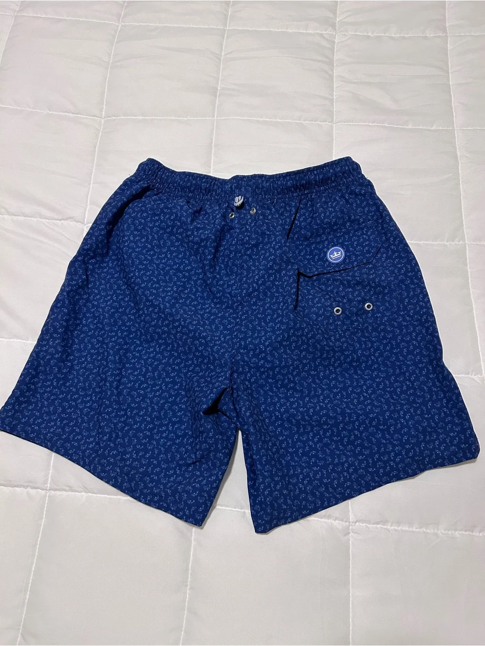 Peter Millar Navy Patterned Swim Trunks